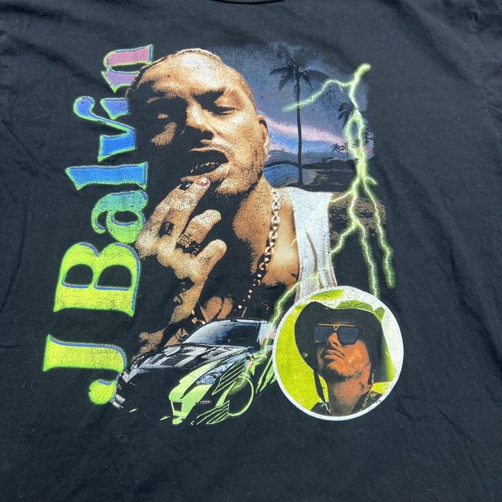 J Balvin Black Graphic T-Shirt Short Sleeve Mens‎ Size XLarge